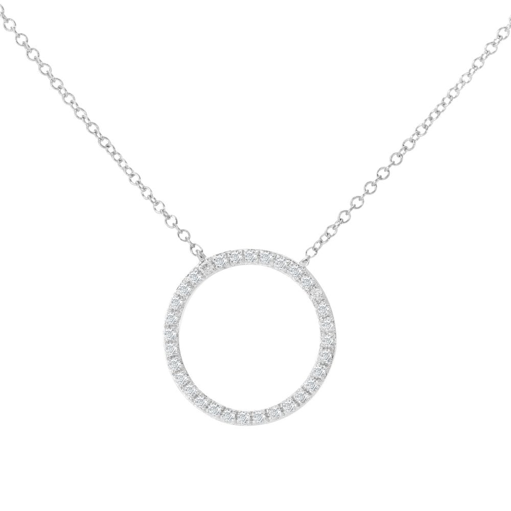 SPARKLD 9ct White Gold 0.10ct Diamond Circle Necklace