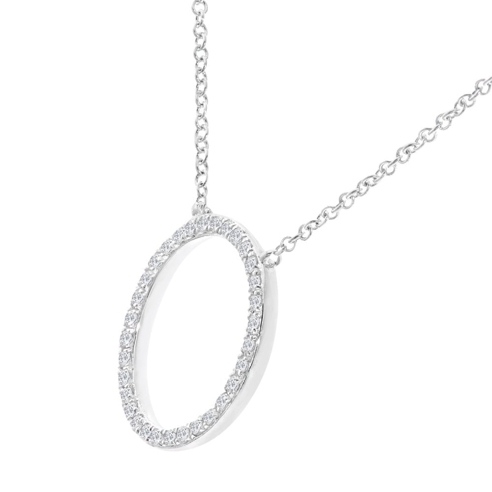 SPARKLD 9ct White Gold 0.10ct Diamond Circle Necklace