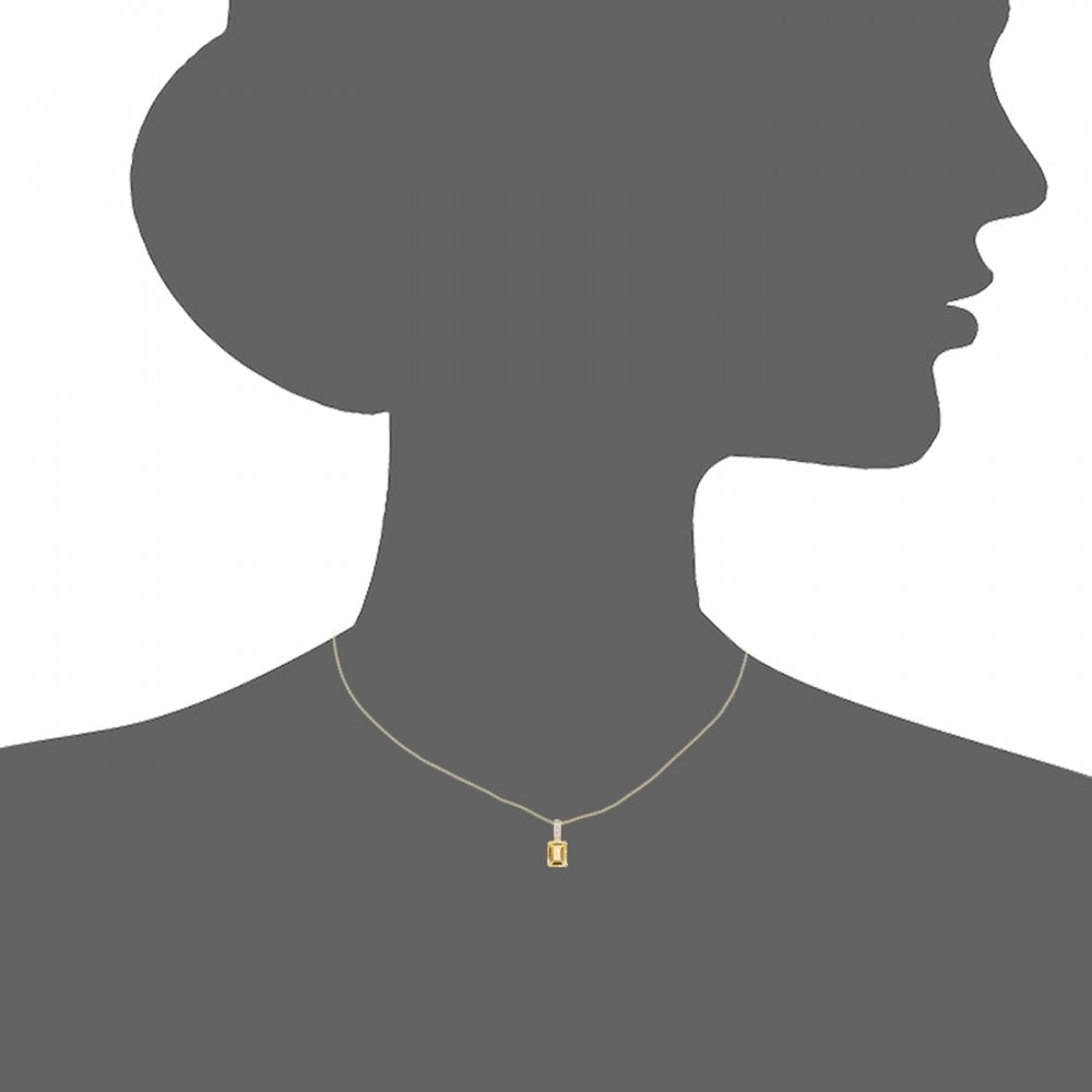 SPARKLD 9ct Yellow Gold Octagon Citrine and 0.02ct Diamond Pendant Necklace