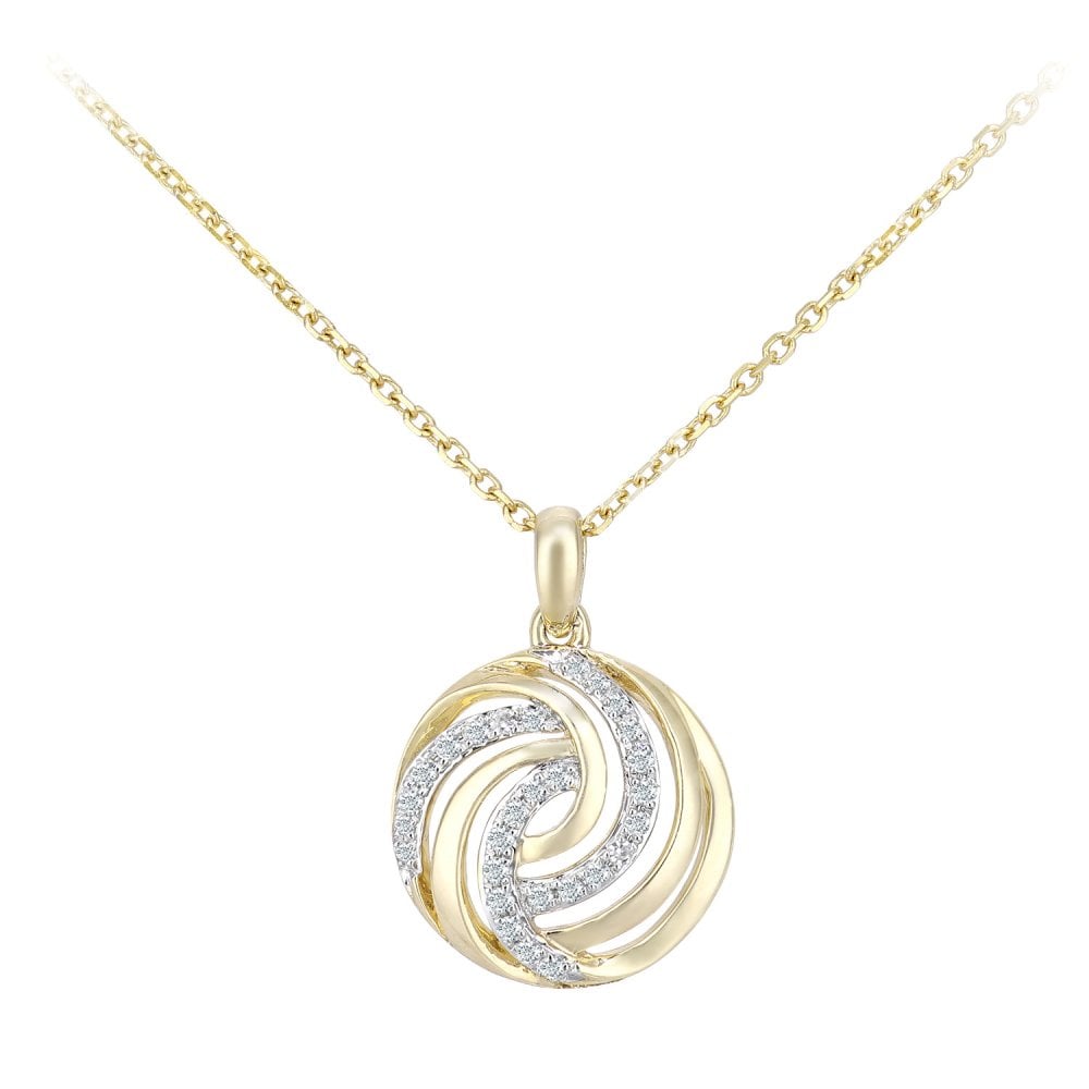 SPARKLD 9ct Yellow Gold 0.08ct Diamond Circle Pendant Necklace