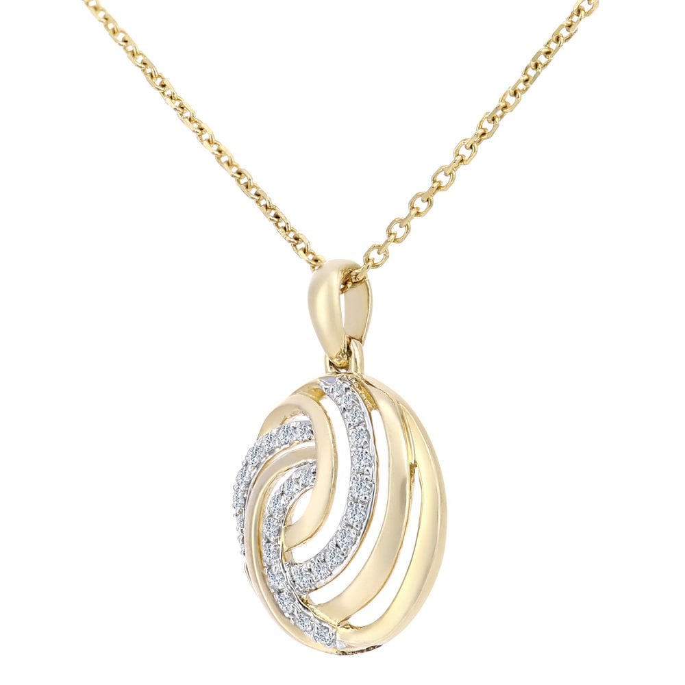 SPARKLD 9ct Yellow Gold 0.08ct Diamond Circle Pendant Necklace