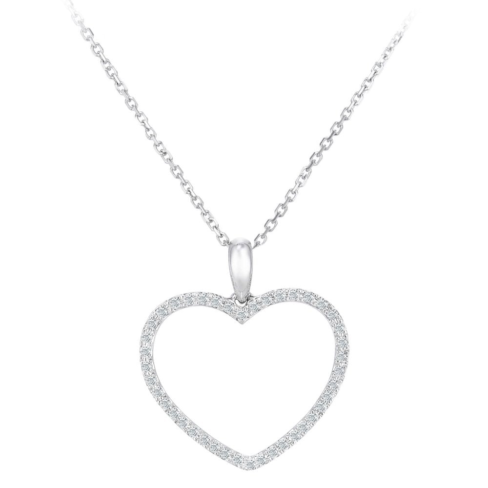 SPARKLD 9ct White Gold 0.20ct Diamond Halo Necklace