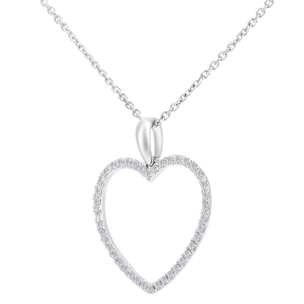 SPARKLD 9ct White Gold 0.20ct Diamond Halo Necklace