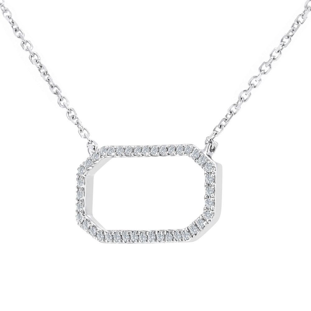 SPARKLD 9ct White Gold 0.08ct Diamond Necklace
