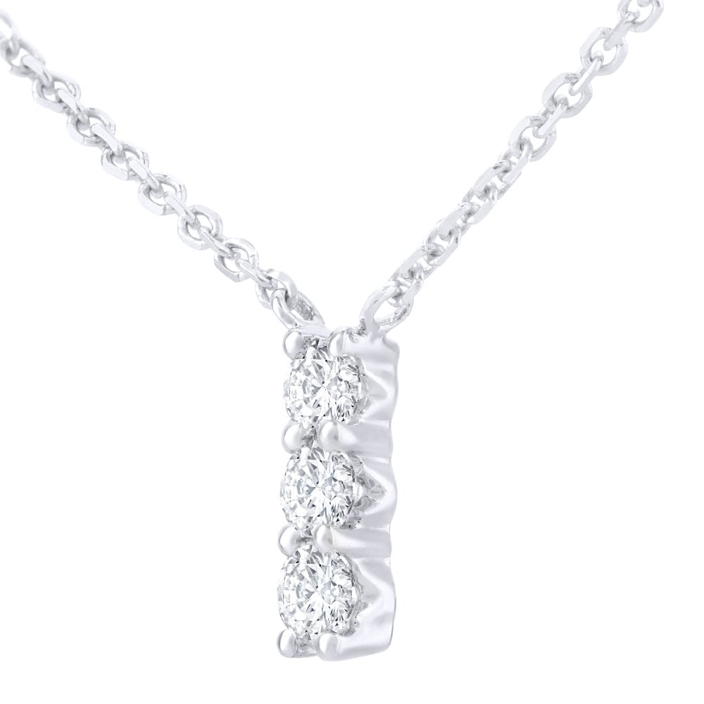SPARKLD 9ct White Gold 0.10ct 0.12ct Diamond Trilogy Necklace