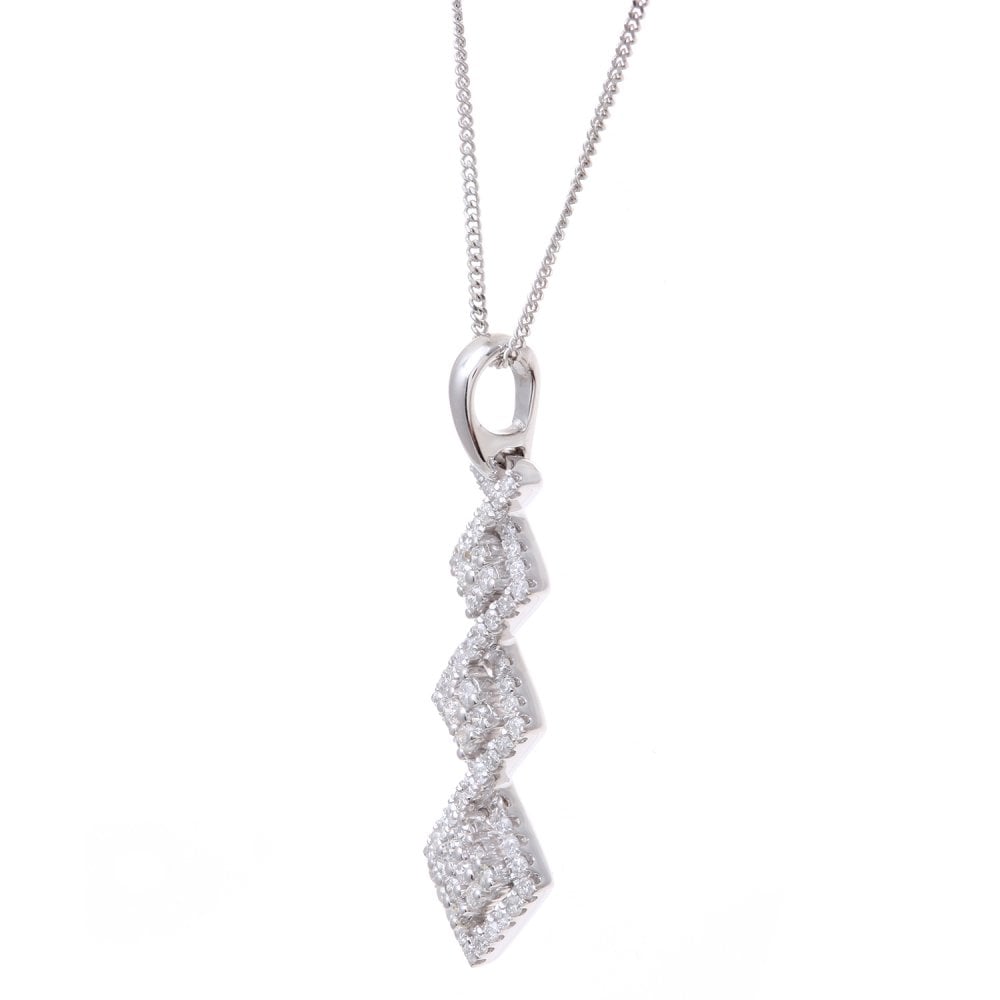 SPARKLD 18ct White Gold 0.50ct Diamond Trilogy Pendant Necklace