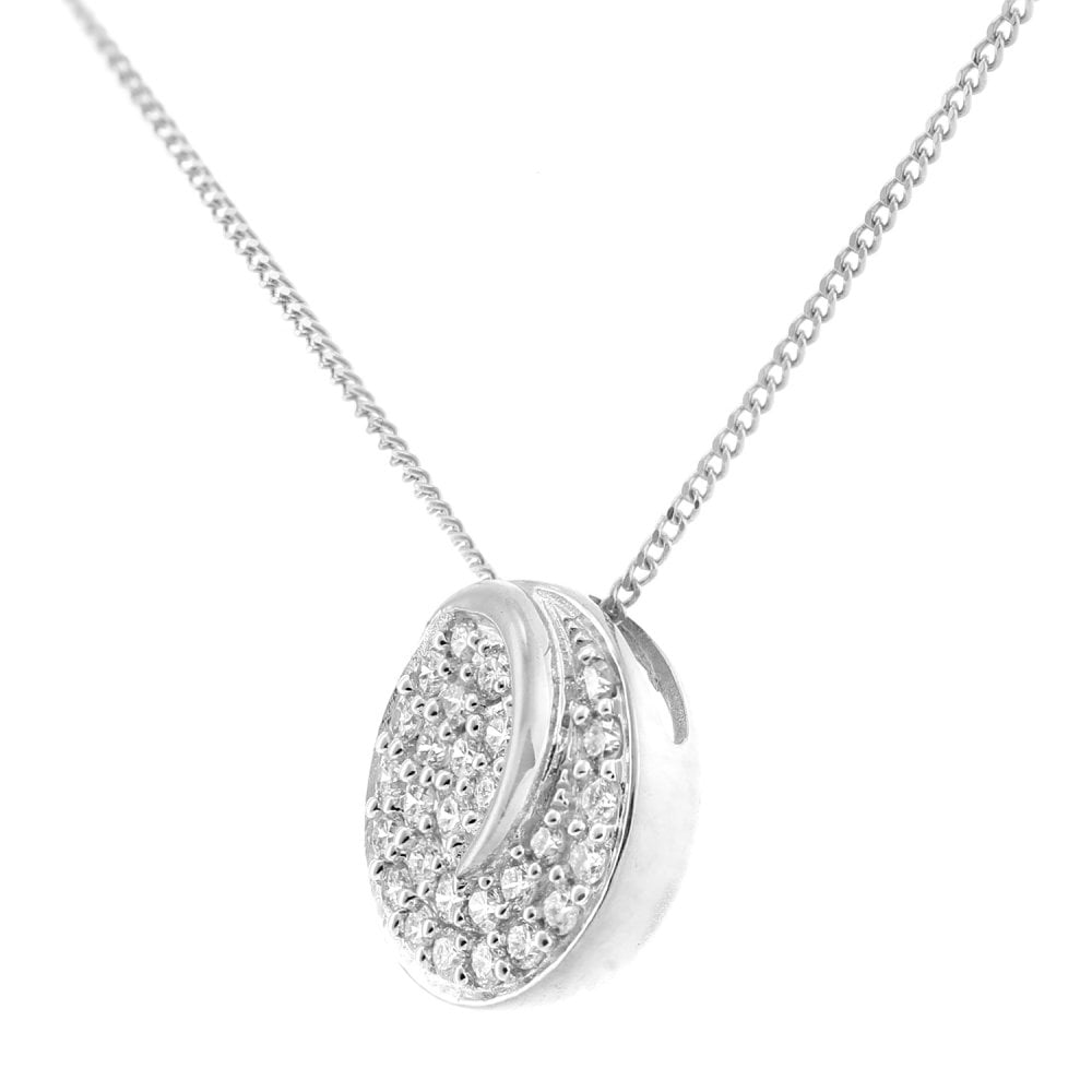 SPARKLD 18ct White Gold 0.28ct Diamond Circle Halo Pendant Necklace