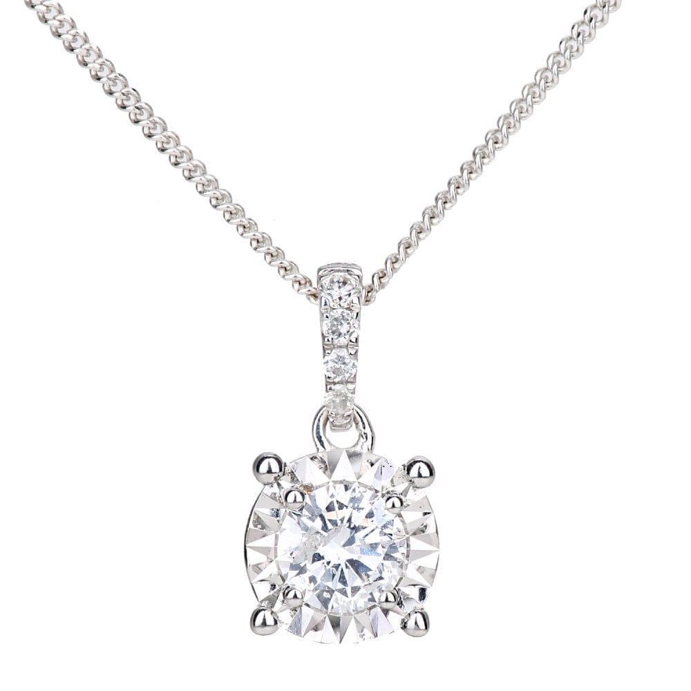 SPARKLD 18ct White Gold 0.28ct Diamond Solitaire Pendant Necklace