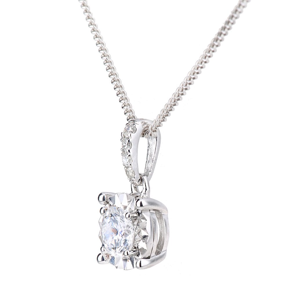 SPARKLD 18ct White Gold 0.28ct Diamond Solitaire Pendant Necklace