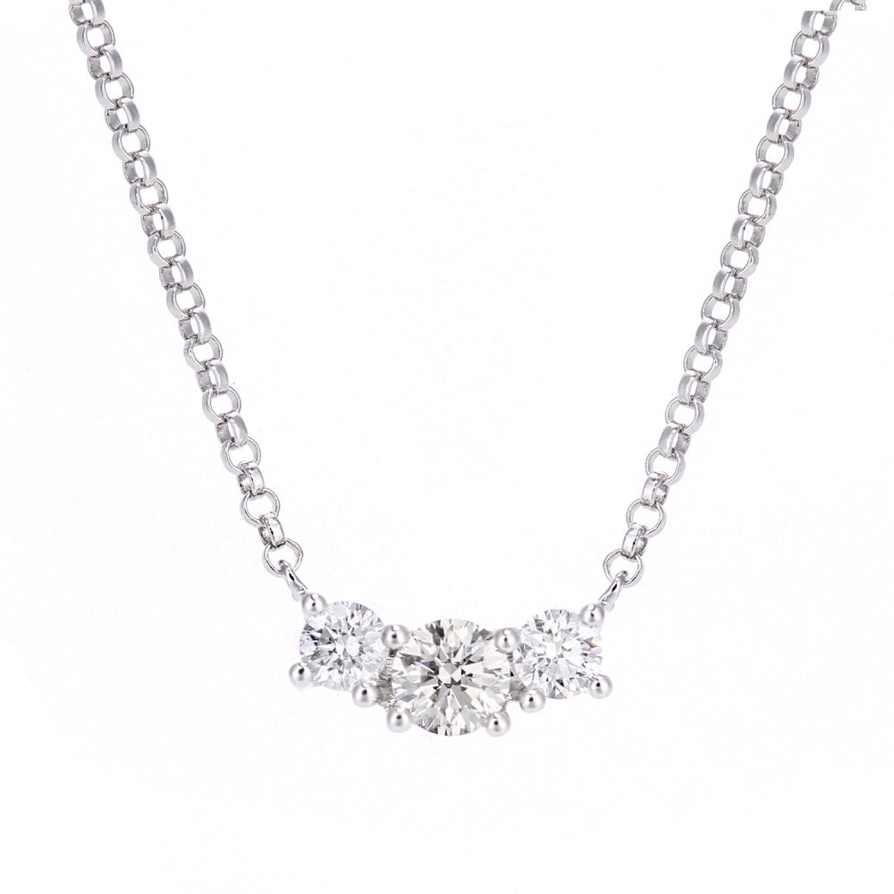 SPARKLD 18ct White Gold 0.30ct Diamond Trilogy Necklace