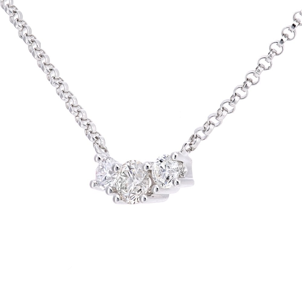 SPARKLD 18ct White Gold 0.30ct Diamond Trilogy Necklace