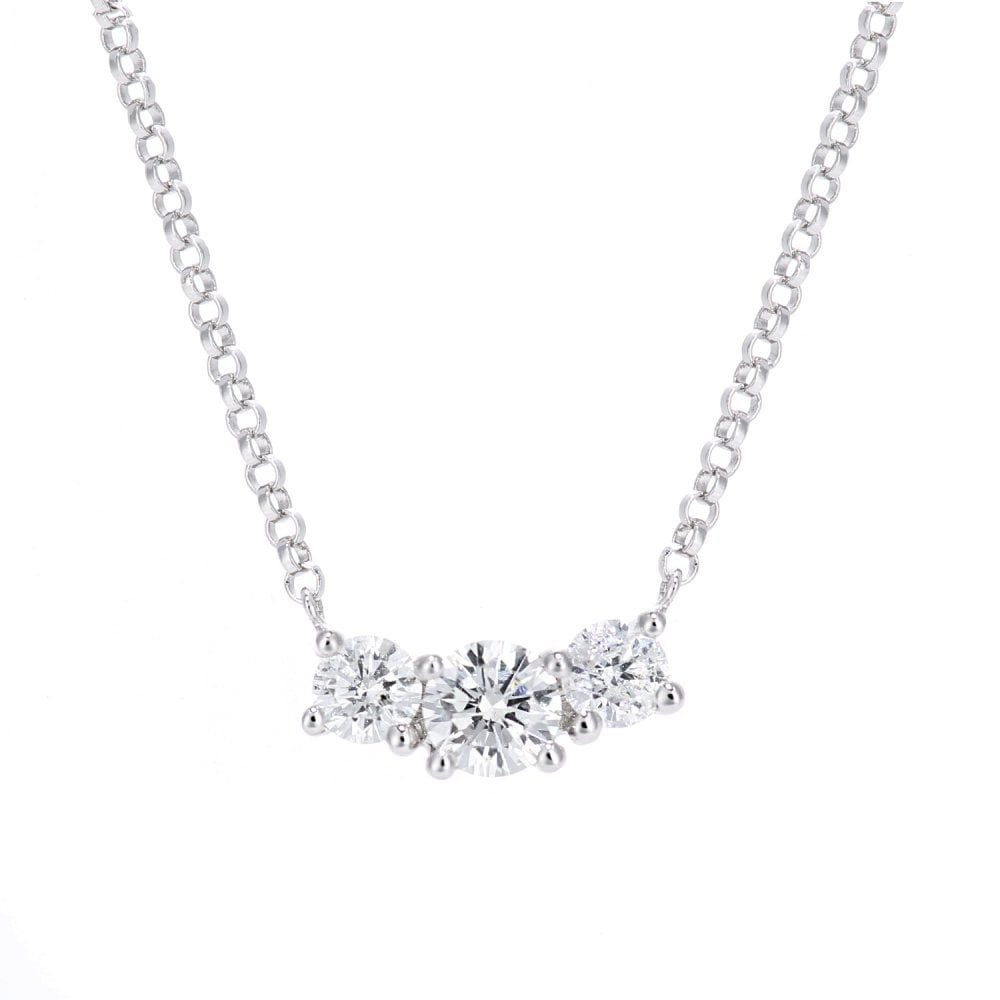 SPARKLD 18ct White Gold 0.40ct Diamond Trilogy Necklace