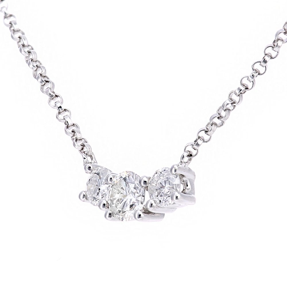 SPARKLD 18ct White Gold 0.40ct Diamond Trilogy Necklace