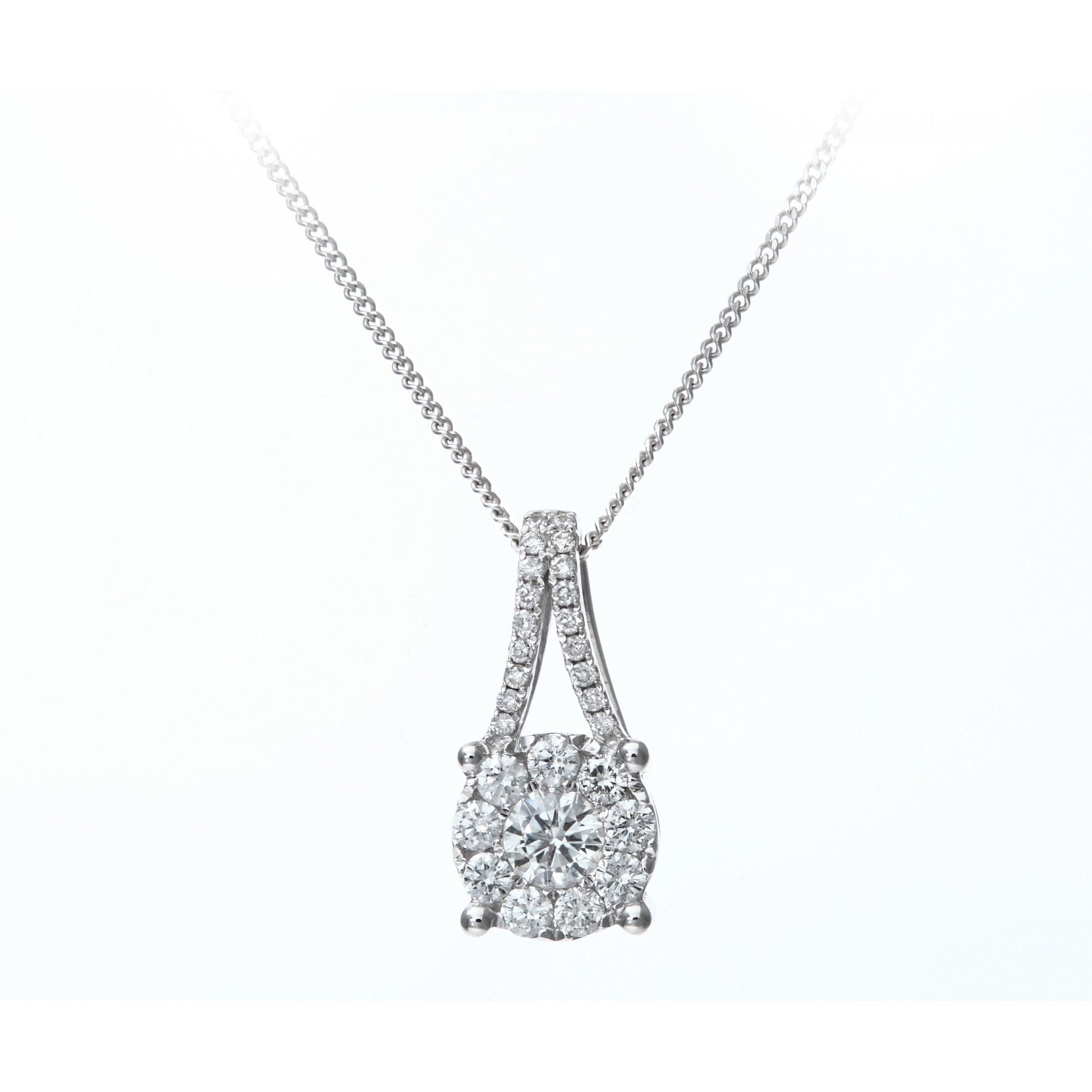 SPARKLD 18ct White Gold 0.41ct Diamond Halo Pendant Necklace