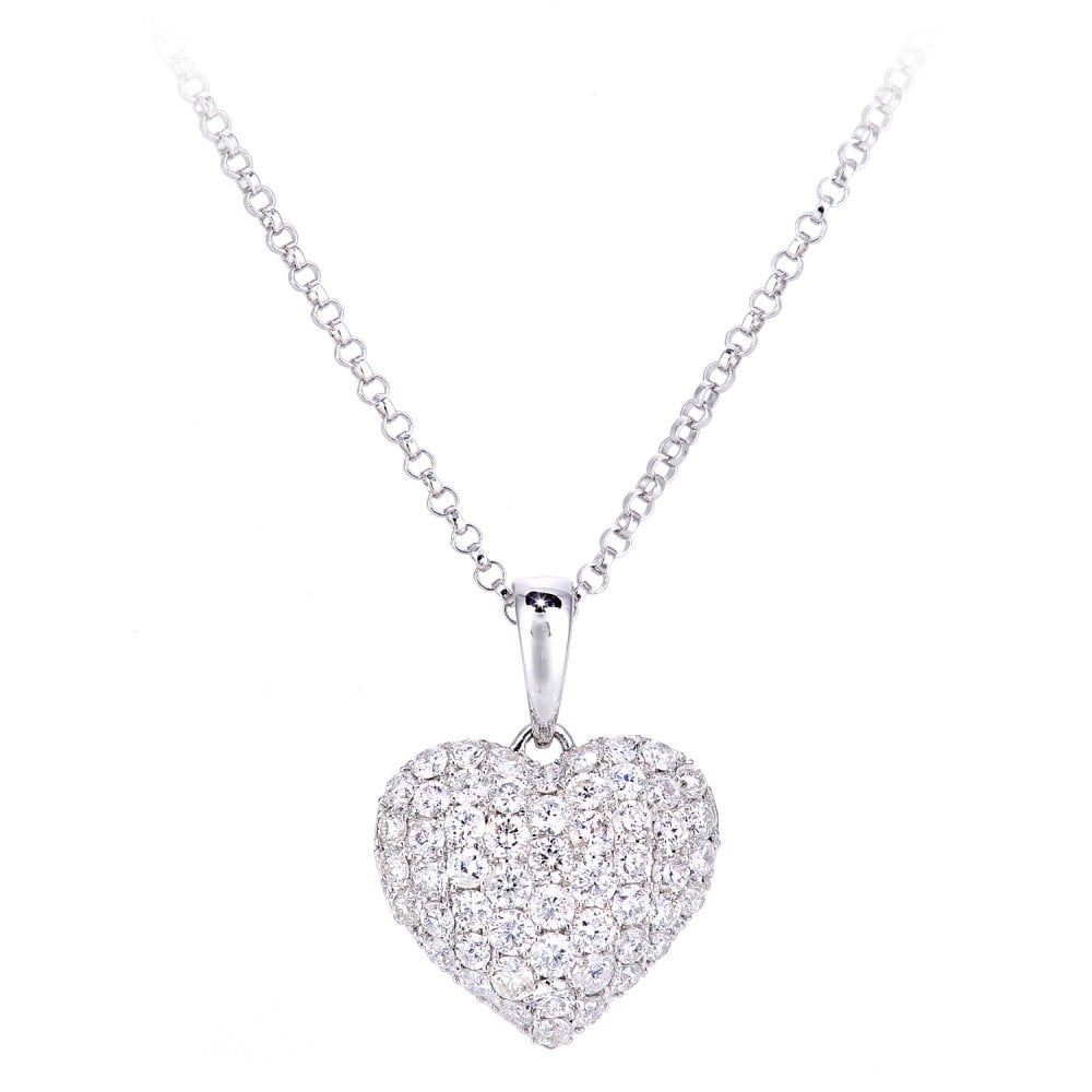 SPARKLD 18ct White Gold 0.7ct Diamond Heart Pendant Necklace