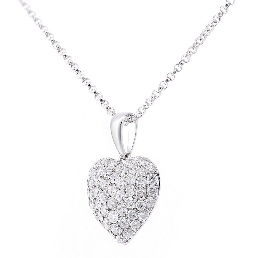 SPARKLD 18ct White Gold 0.7ct Diamond Heart Pendant Necklace