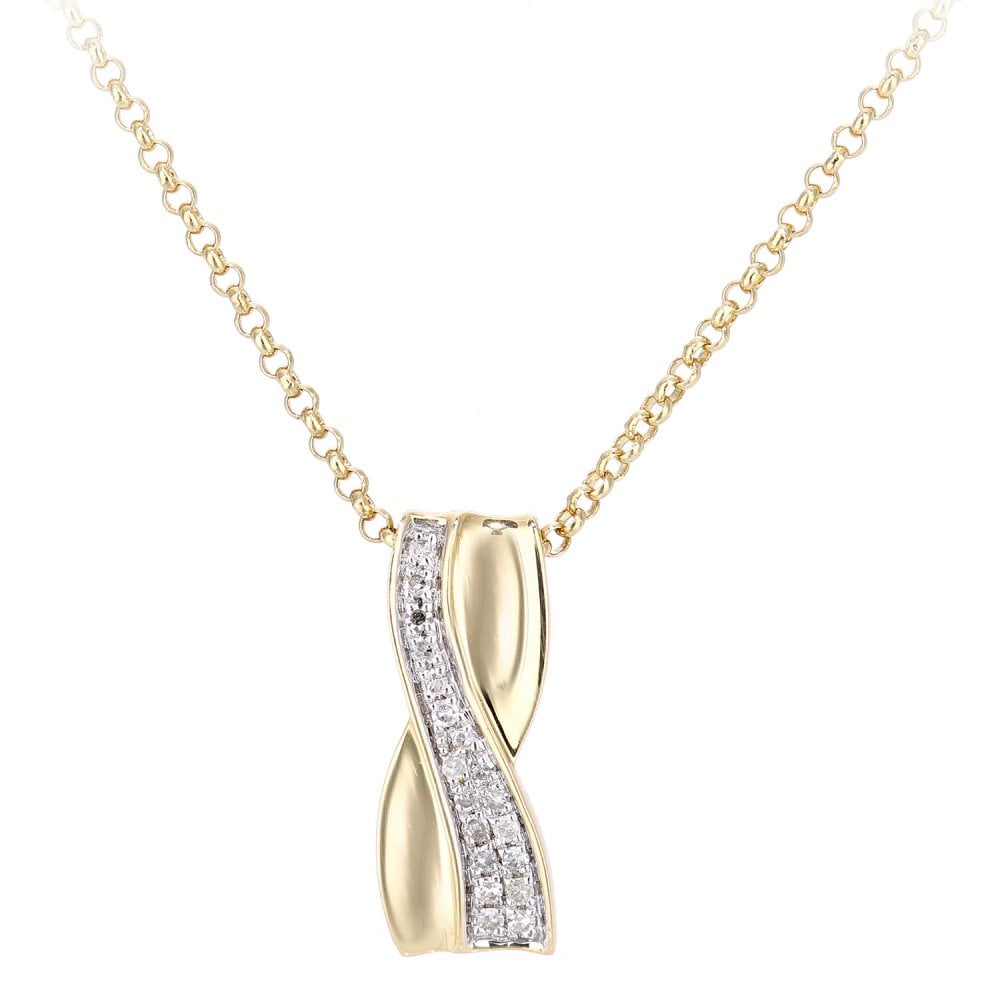 SPARKLD 18ct Yellow Gold 0.05ct Diamond Kiss Pendant Necklace