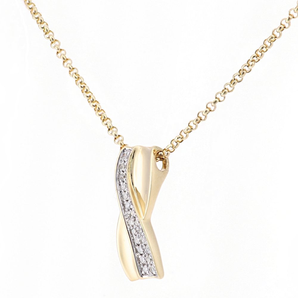 SPARKLD 18ct Yellow Gold 0.05ct Diamond Kiss Pendant Necklace