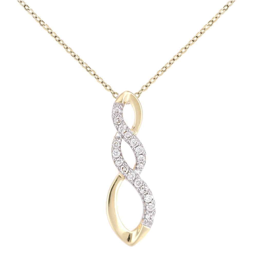 SPARKLD 18ct Yellow Gold 0.08ct Diamond Infinity Pendant Necklace
