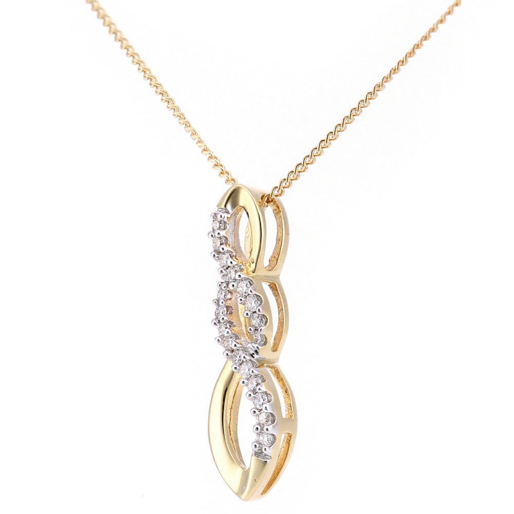 SPARKLD 18ct Yellow Gold 0.08ct Diamond Infinity Pendant Necklace