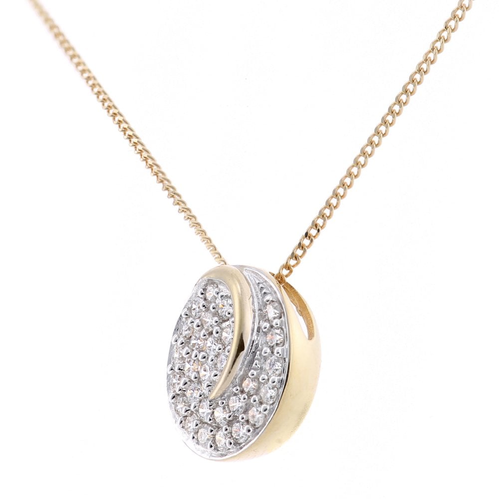 SPARKLD 18ct Yellow Gold 0.28ct Diamond Circle Halo Pendant Necklace
