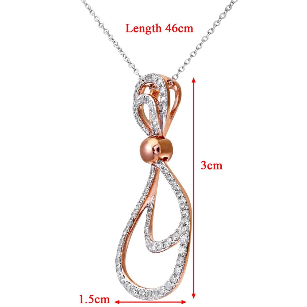 SPARKLD 9ct Rose and White Gold 0.35ct Diamond Pendant Necklace, 46cm Length, Teardrop Pendant