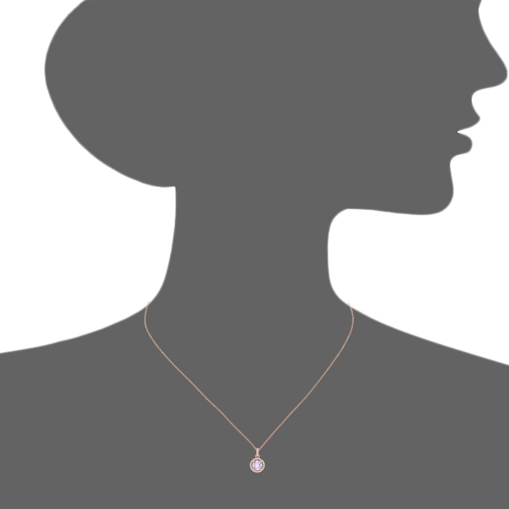 SPARKLD 9ct Rose Gold Amethyst Halo 0.10ct Diamond Pendant Necklace