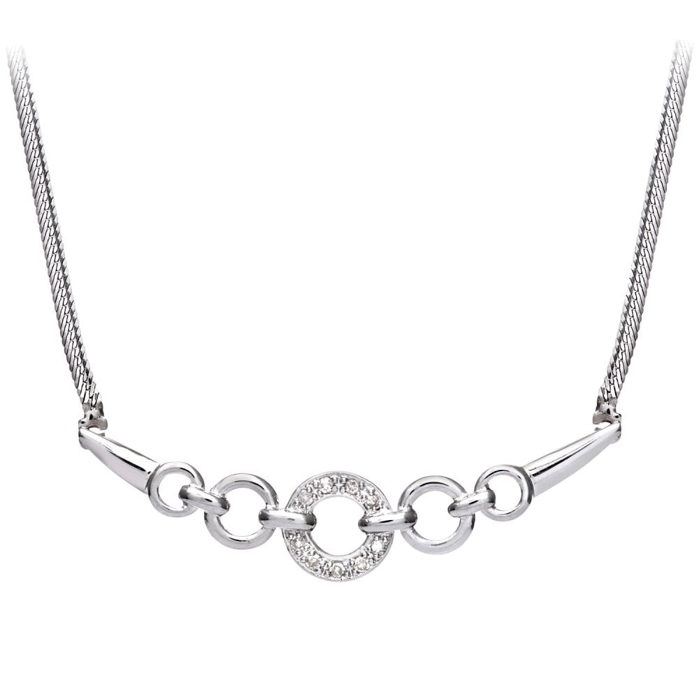 SPARKLD 9ct White Gold 0.05ct Diamond Circle Necklace