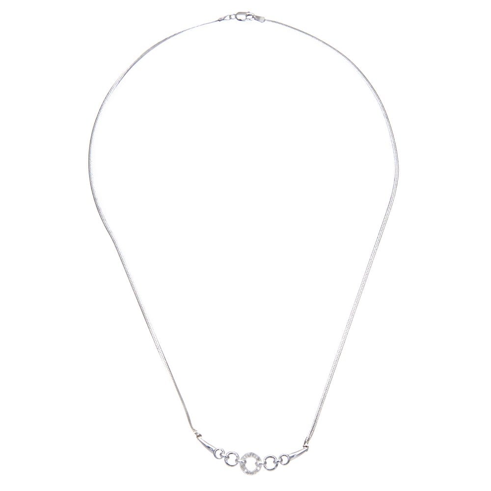 SPARKLD 9ct White Gold 0.05ct Diamond Circle Necklace