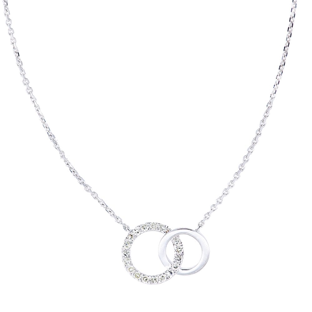 SPARKLD 9ct White Gold 0.05ct Diamond Circle Necklace