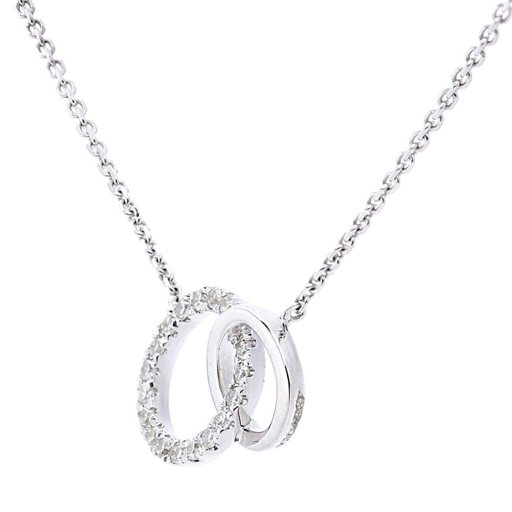 SPARKLD 9ct White Gold 0.05ct Diamond Circle Necklace