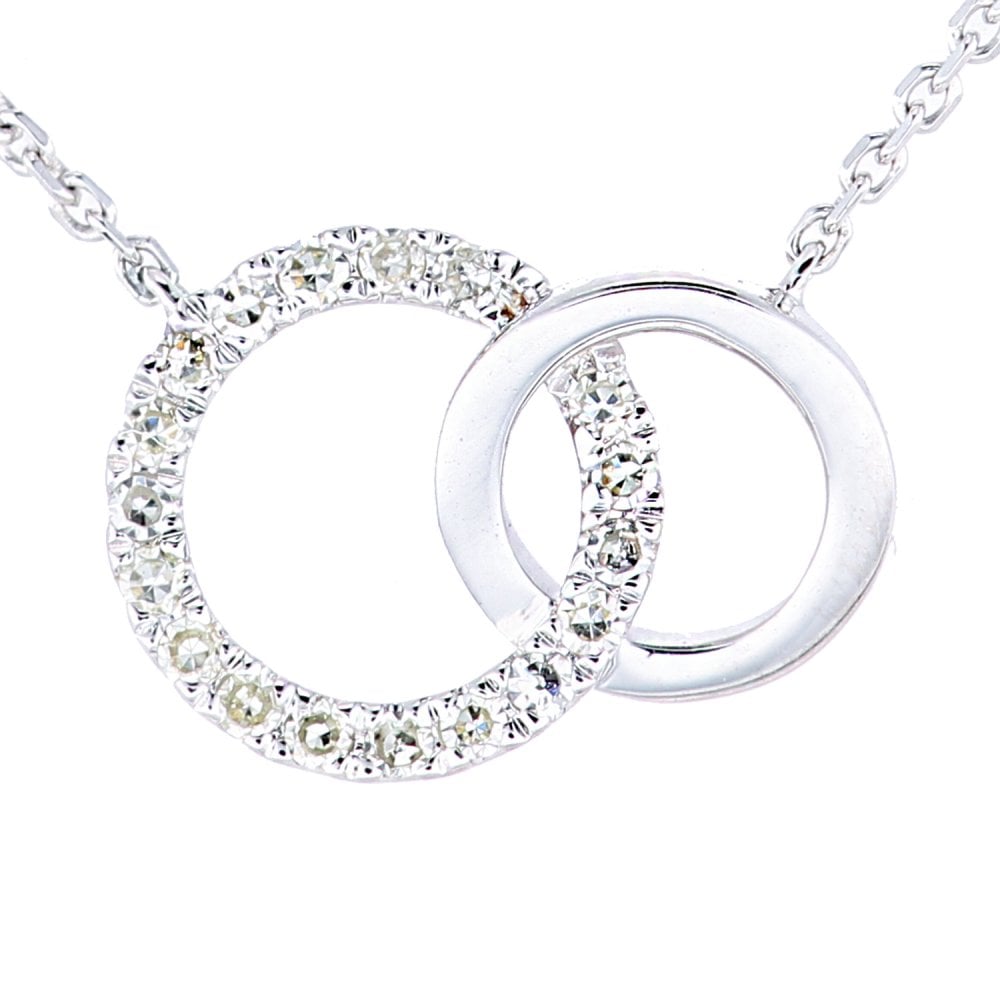 SPARKLD 9ct White Gold 0.05ct Diamond Circle Necklace