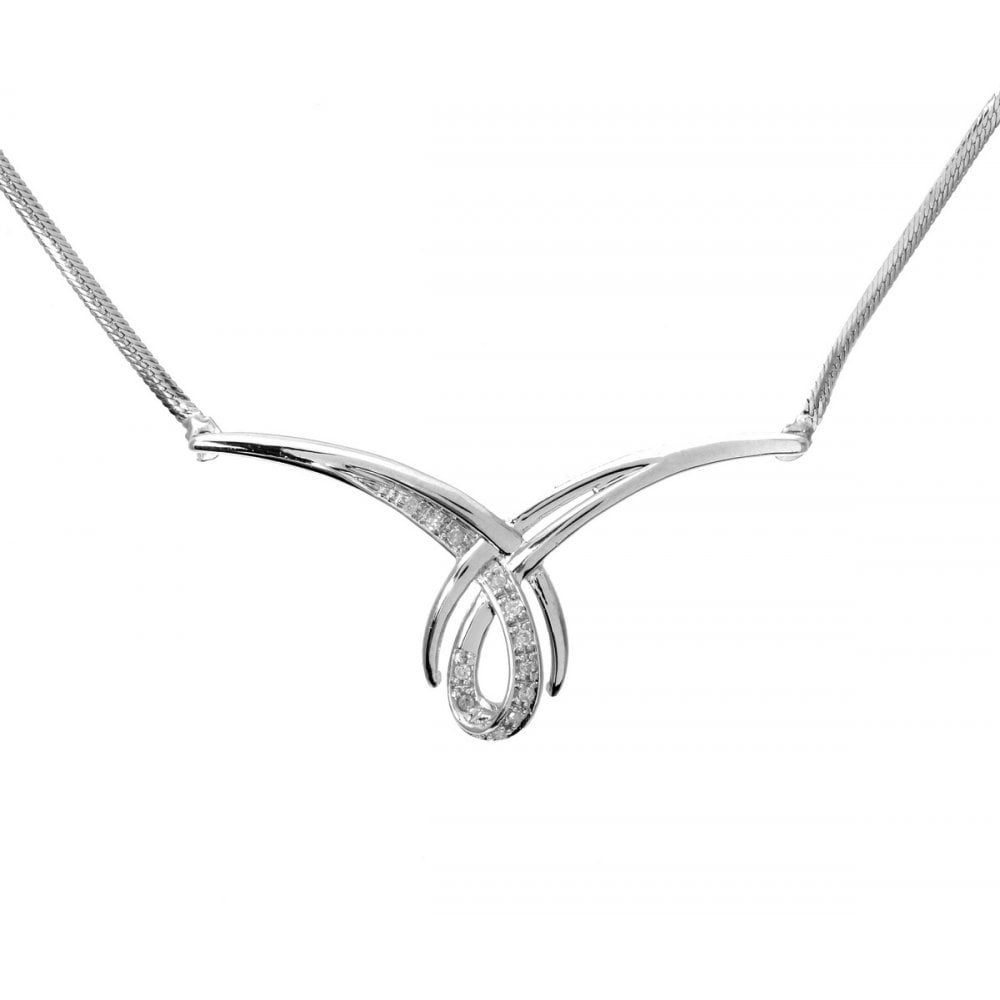 SPARKLD 9ct White Gold 0.05ct Diamond Necklace