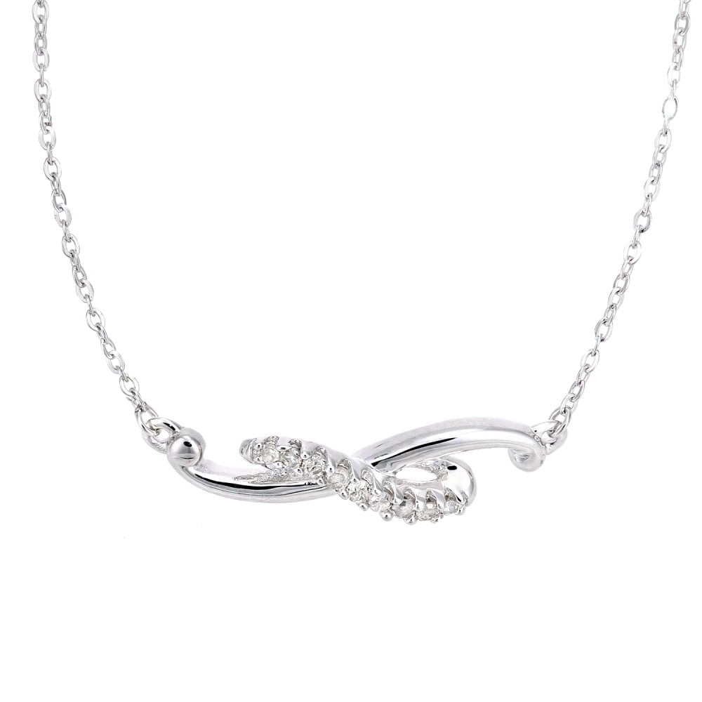 SPARKLD 9ct White Gold 0.05ct Diamond Necklace