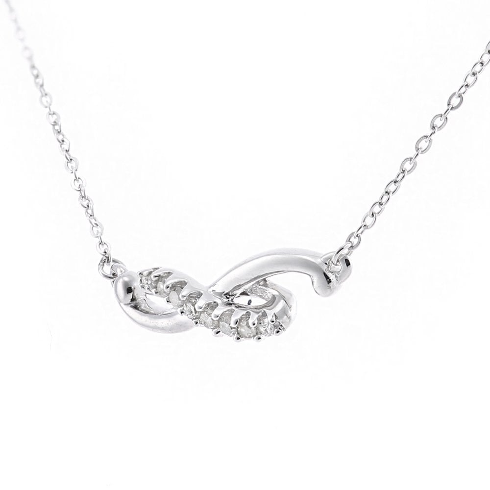 SPARKLD 9ct White Gold 0.05ct Diamond Necklace