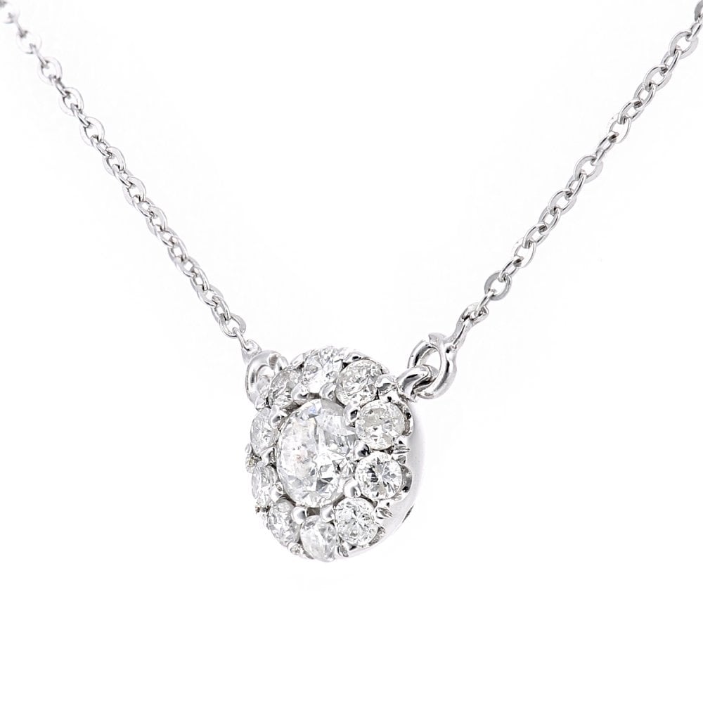 SPARKLD 9ct White Gold 0.14ct Diamond Halo Necklace