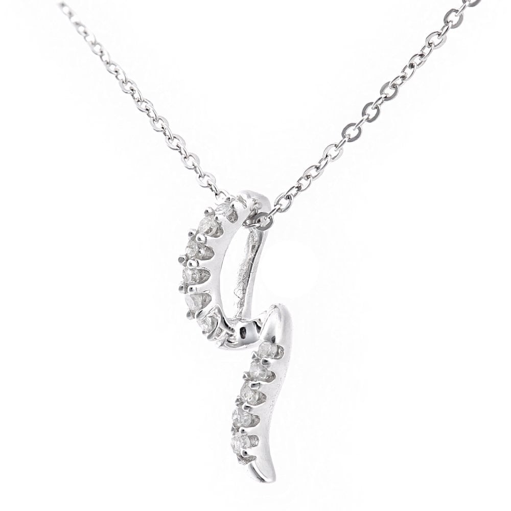 SPARKLD 9ct White Gold 0.05ct Diamond Twist Pendant Necklace