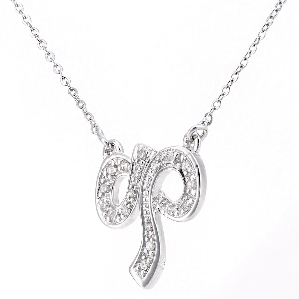 SPARKLD 9ct White Gold 0.07ct Diamond Bow Pendant Necklace