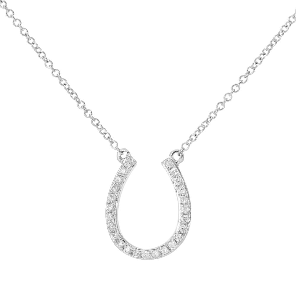 SPARKLD 9ct White Gold 0.07ct Diamond Horseshoe Necklace