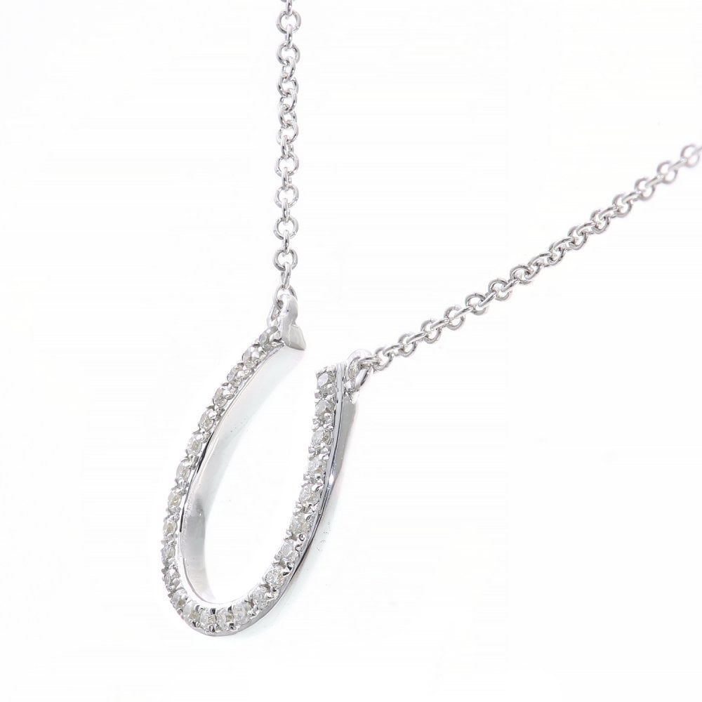 SPARKLD 9ct White Gold 0.07ct Diamond Horseshoe Necklace
