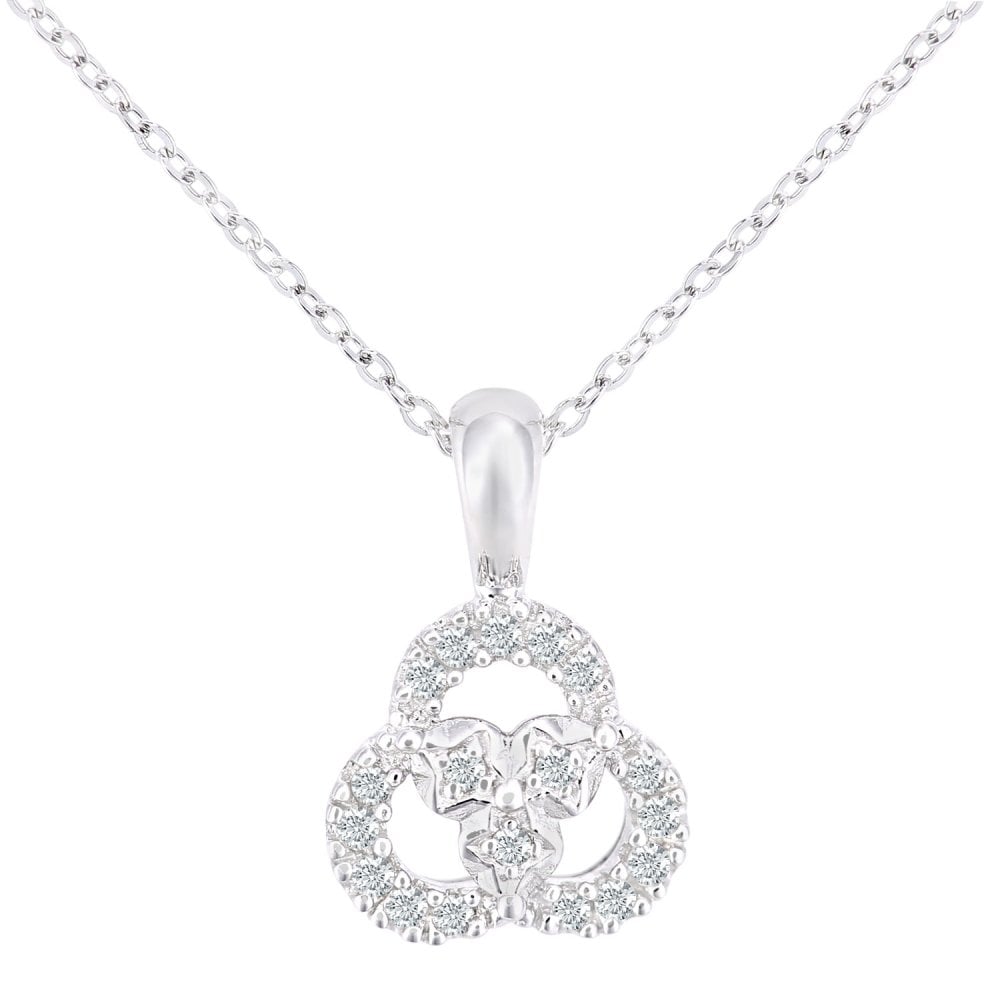 SPARKLD 9ct White Gold 0.07ct Diamond Pendant Necklace