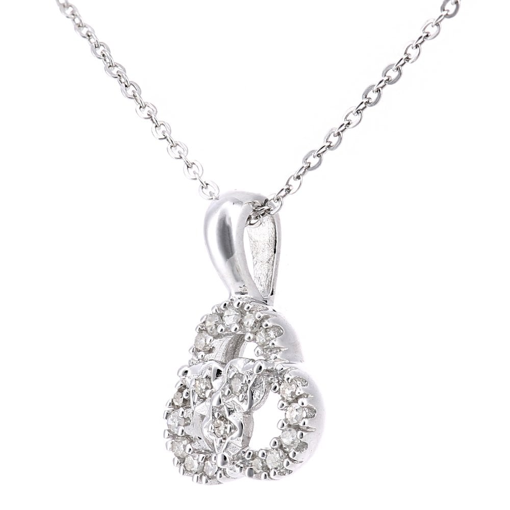 SPARKLD 9ct White Gold 0.07ct Diamond Pendant Necklace