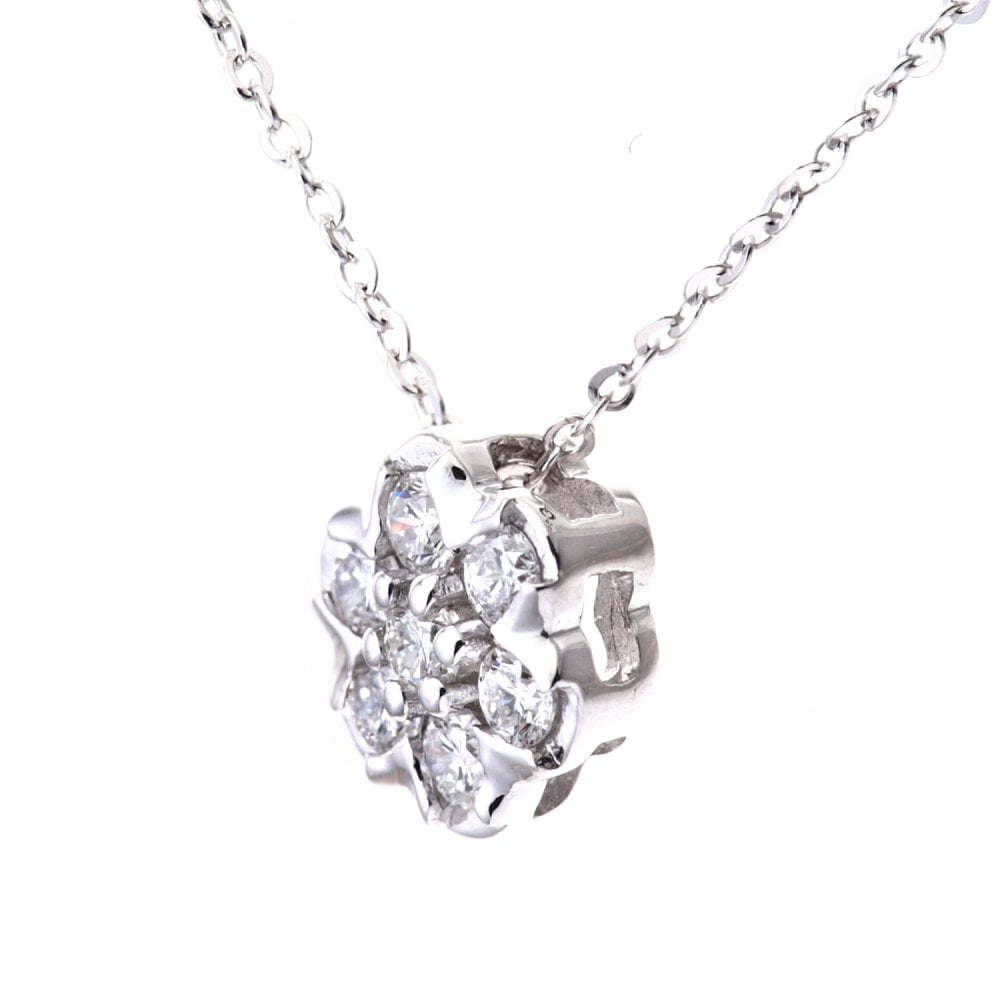 SPARKLD 9ct White Gold 0.15ct Diamond Cluster Pendant Necklace