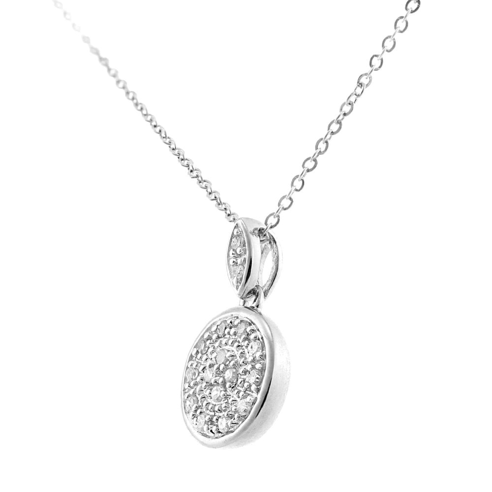 SPARKLD 9ct White Gold 0.08ct Diamond Halo Pendant Necklace