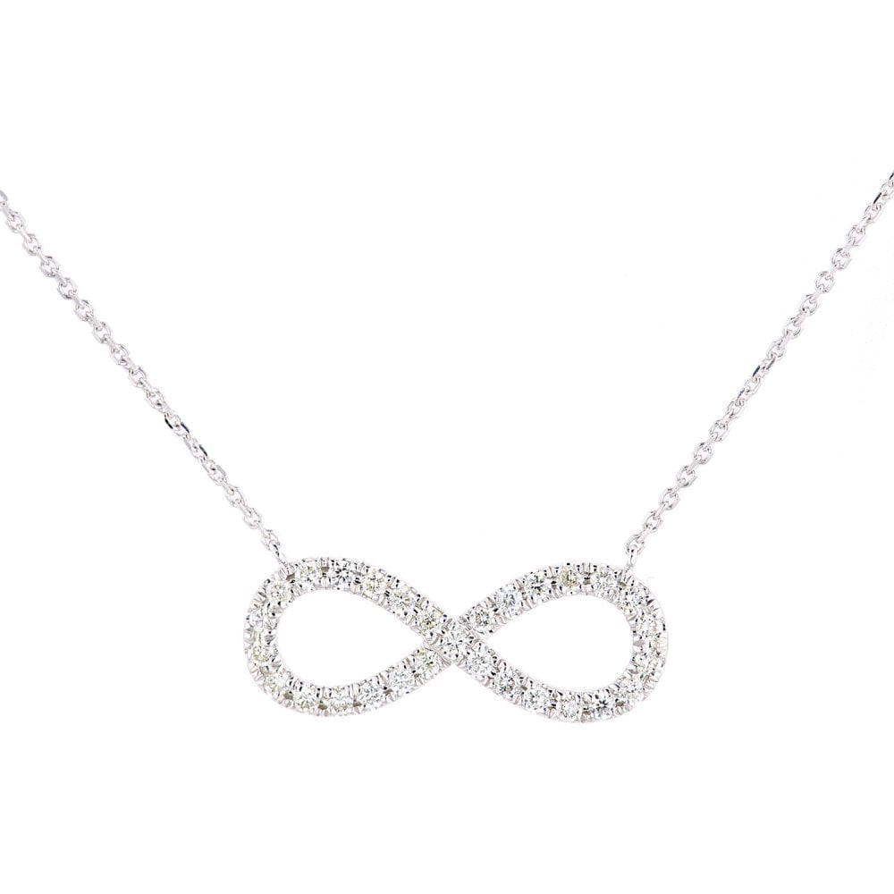 SPARKLD 9ct White Gold 0.20ct Diamond Infinity Necklace