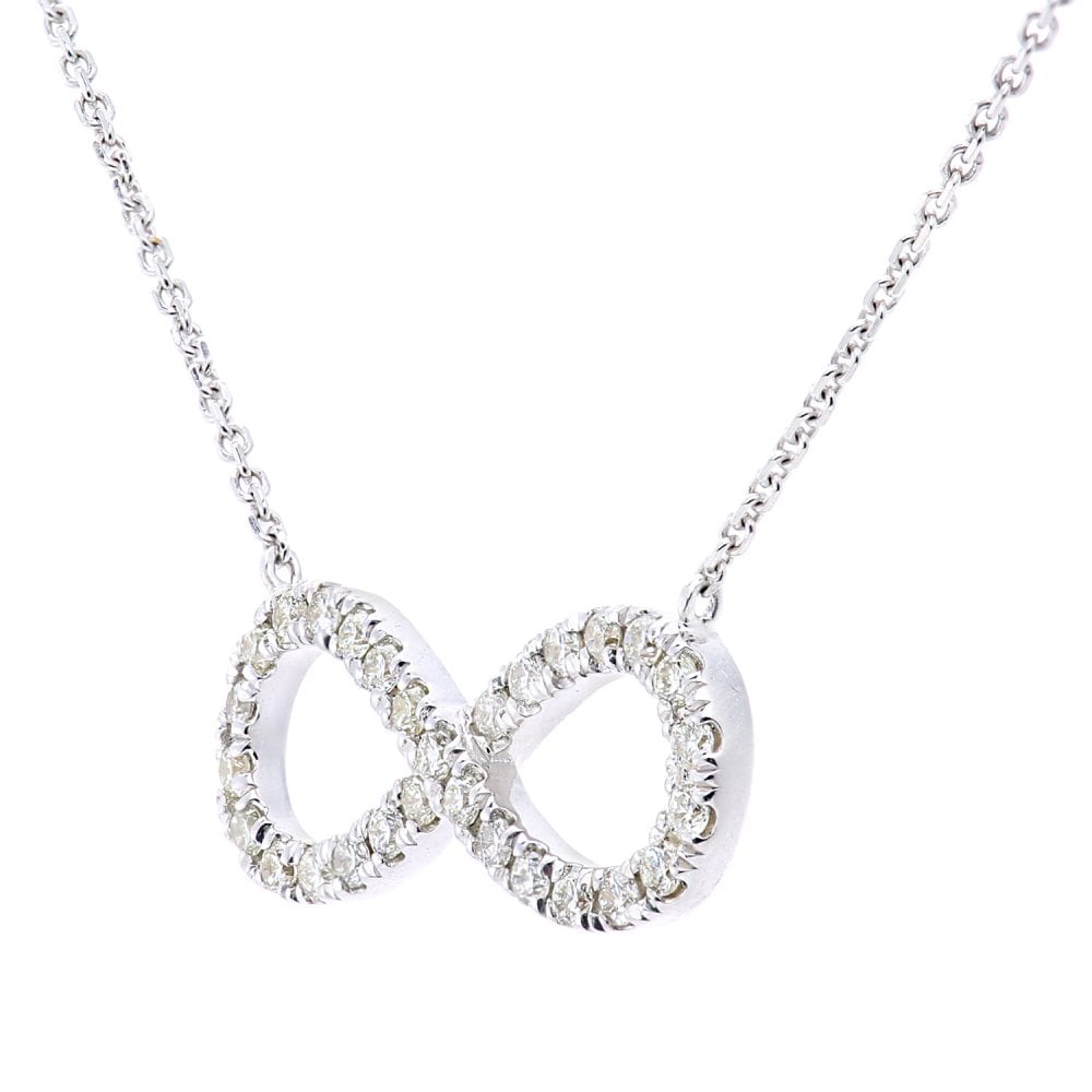 SPARKLD 9ct White Gold 0.20ct Diamond Infinity Necklace