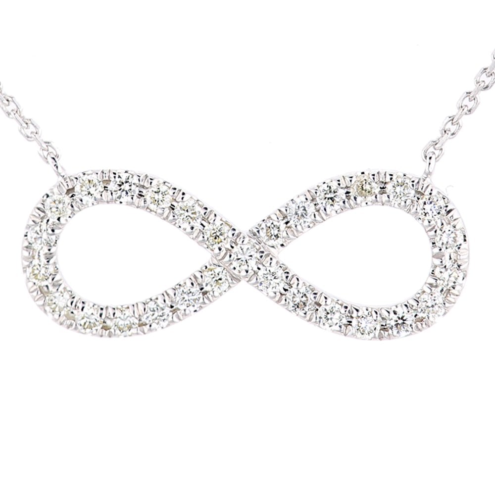 SPARKLD 9ct White Gold 0.20ct Diamond Infinity Necklace