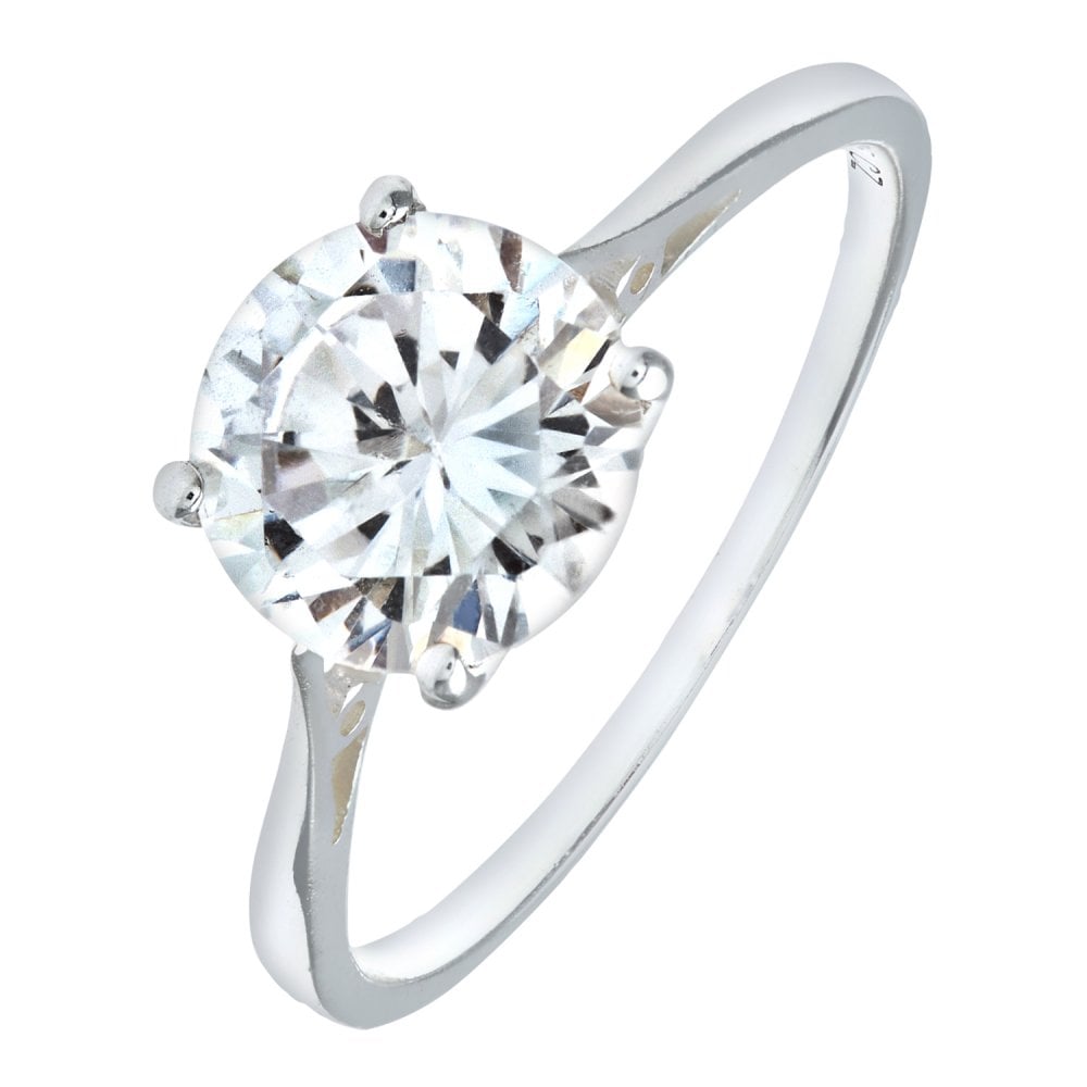 SPARKLD Sterling Silver CZ Solitaire Engagement Ring