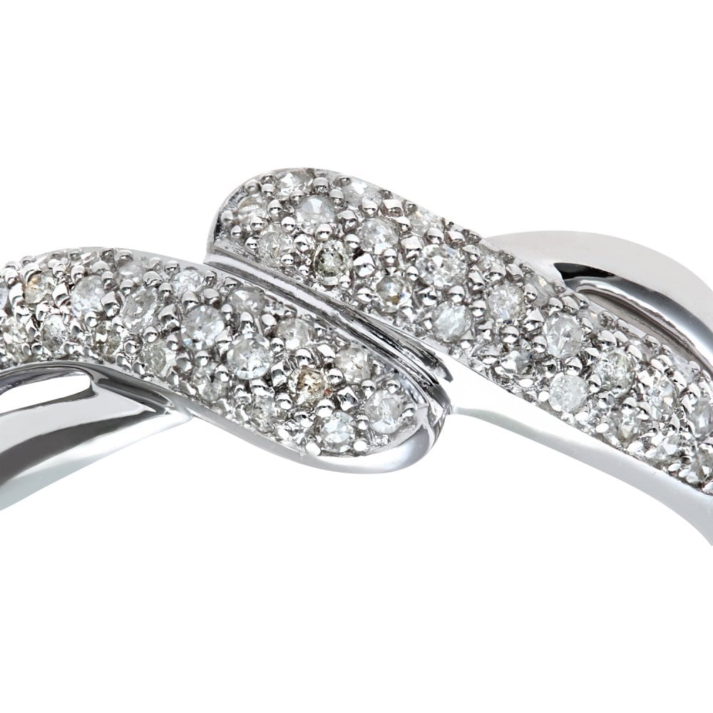SPARKLD 9ct White Gold 0.25ct Diamond Crossover Ring