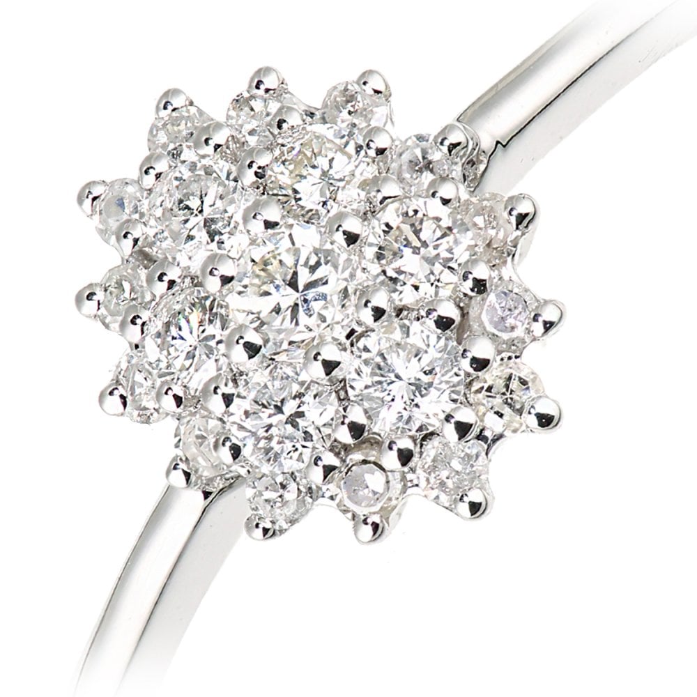 SPARKLD 9ct White Gold 0.25ct Diamond Oval Cluster Ring